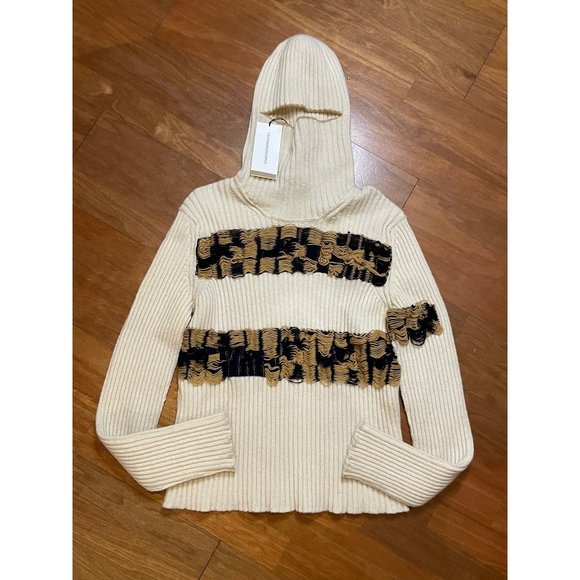 Calvin Klein 205W39NYC Quilt Jacquard Stripe Sweater Ivory Medium New Nwt Womens - Picture 6 of 16